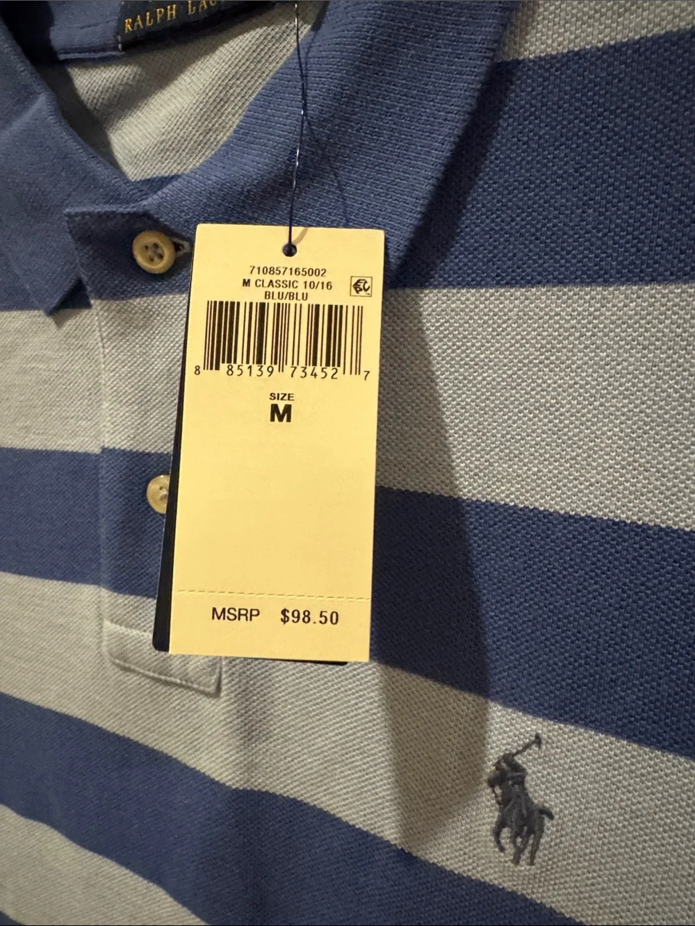 Polo by Ralph Lauren Navy and Light Blue Striped Polo